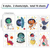 Craspire 16 Sheets 8 Styles Waterproof PVC Wall Stickers, Rectangle Shape, for Window or Stairway Home Decoration, Dinosaur Pattern, 200x145mm, about 2 sheets/style