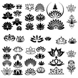 Craspire 8 Sheets 8 Styles PVC Waterproof Wall Stickers, Self-Adhesive Decals, for Window or Stairway Home Decoration, Rectangle, Lotus Pattern, 200x145mm, about 1 sheets/style