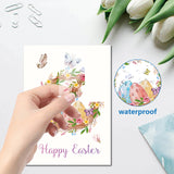 Craspire PVC Waterproof Wall Stickers, Self-Adhesive Decals, for Window or Stairway Home Decoration, Rectangle with Easter Egg & Rabbit, Easter Theme Pattern, 200x145mm, about 1 sheets/style