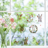Craspire PVC Waterproof Wall Stickers, Self-Adhesive Decals, for Window or Stairway Home Decoration, Rectangle with Easter Egg & Rabbit, Easter Theme Pattern, 200x145mm, about 1 sheets/style