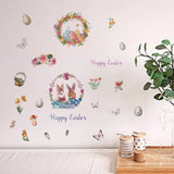 Craspire PVC Waterproof Wall Stickers, Self-Adhesive Decals, for Window or Stairway Home Decoration, Rectangle with Easter Egg & Rabbit, Easter Theme Pattern, 200x145mm, about 1 sheets/style