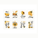 Craspire 8 Sheets 8 Styles PVC Waterproof Wall Stickers, Self-Adhesive Decals, for Window or Stairway Home Decoration, Rectangle, Bees Pattern, 200x145mm, about 1 sheets/style