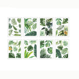 Craspire 8 Sheets 8 Styles PVC Waterproof Wall Stickers, Self-Adhesive Decals, for Window or Stairway Home Decoration, Rectangle, Leaf Pattern, 200x145mm, about 1 sheets/style