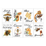Craspire 8 Sheets 8 Styles PVC Waterproof Wall Stickers, Self-Adhesive Decals, for Window or Stairway Home Decoration, Rectangle, Bees Pattern, 200x145mm, about 1 sheet/style
