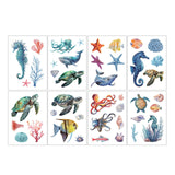Craspire 8 Sheets 8 Styles PVC Waterproof Wall Stickers, Self-Adhesive Decals, for Window or Stairway Home Decoration, Rectangle, Sea Animals, 200x145mm, about 1 sheet/style