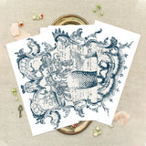 Craspire 3 Sheets 3 Styles PVC Waterproof Decorative Stickers, Self Adhesive Decals for Furniture Decoration, Mermaid Pattern, 300x150mm, 1 sheet/style