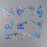 Craspire 10Pcs Butterfly Colorful Suncatcher Rainbow Prism Electrostatic Glass Stickers, Waterproof Laser PVC Window Static Decals, Blue, 56~130x88~137x0.2mm