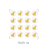 Craspire 8 Sheets Plastic Waterproof Self-Adhesive Picture Stickers, Round Dot Cartoon Decals for Kid's Art Craft, Lemon, 150x150mm