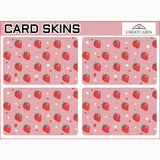 Craspire PVC Plastic Waterproof Card Stickers, Self-adhesion Card Skin for Bank Card Decor, Rectangle, Strawberry Pattern, 186.3x137.3mm