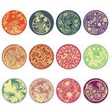 Craspire Paper Self Adhesive Gold Foil Embossed Stickers, Colorful Round Dot Decals for Seal Decoration, DIY ScrapbookScrapbook, Butterfly Pattern, 50x50mm, 12pcs/sheet, 10 sheets/set