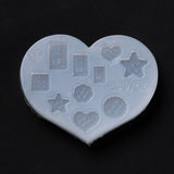 DIY Pendants Silicone Molds, Resin Casting Pendant Molds, For UV Resin, Epoxy Resin Jewelry Making, Heart & Rectangle & Star & Square & Round & Flower, White, 30x39x5mm, Inner Diameter: 3~8x5~8mm