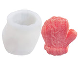 2PCS DIY Woolen Glove Candle Silicone Molds, Resin Casting Molds, For UV Resin, Epoxy Resin Jewelry Making, White, 7x5.2x7.6cm, Inner Diameter: 3.6x4.5cm