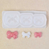 Silicone Molds, Resin Casting Molds, For UV Resin, Epoxy Resin Jewelry Making, Bowknot, White, 63x25x8mm, Bowknot: 10x16mm, 8x13mm and 7x10mm