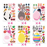 Craspire 24 Sheets 6 Styles Paper Easter Make A Face Self- Adhesive Stickers, Make Your Own Egg Stickers, for Kids Favor Art Craft Supplies, Mixed Color, Easter Theme Pattern, 210x150mm, 4 sheets/style