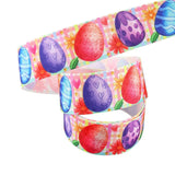2 Roll Easter Theme Printed Polyester Grosgrain Ribbons, Flat, Egg Pattern, 1 inch(25mm), about 9.84 Yards(9m)/Roll
