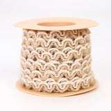 1 Roll Burlap Ribbon, Hessian Ribbon, Jute Ribbon, with Lace, for Jewelry Making, Heart Pattern, Tan, 2-3/8 inch(60mm), about 2.187yards/roll(2m/roll)