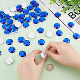 Craspire 50Pcs Self-Adhesive Acrylic Rhinestone Stickers, for DIY Decoration and Crafts, Faceted, Half Round, Blue, 25x6mm