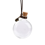 10 pcs Flat Round Glass Cork Bottles Ornament, with Waxed Cord & Iron Bell, Glass Empty Wishing Bottles, DIY Vials for Pendant Decorations, Clear, 23.5cm, Capacity: 5ml(0.17fl. oz)