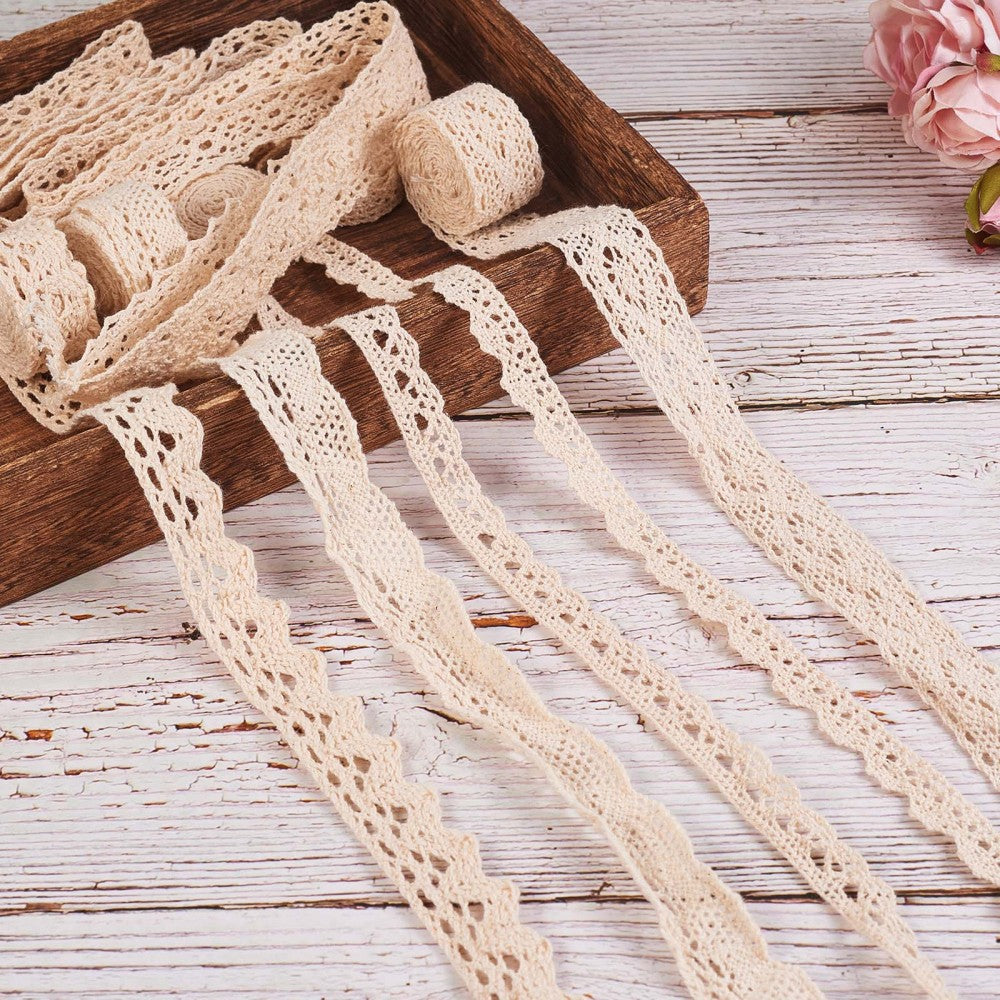 CRASPIRE 1 Set 7Yards 1 Styles Vintage Crochet Lace Ribbon, Crochet Sewing  Lace, Crochet Lace Trim Ribbon, for Gift Package Wrapping Scrapbooking  Supplies, Beige, 3/8~3/4 inch(10~20mm)