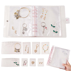 CRASPIRE 1 Set Transparent Jewelry Storage Book, with 312 Slots and 120Pcs  Clear Zip Lock Bags, PVC Anti Oxidation Jewelry Storage Organizer for Rings  Necklaces Bracelets Earrings Jewelry Beads, Clear, 30x27.5x5.5cm