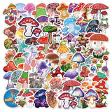 Craspire 100Pcs Autumn Psychedelic Self-Adhesive Stickers, for Trolley Case Laptop cup, Vintage Mushroom Pattern, Colorful, 68x48~68mm
