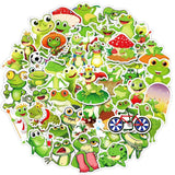 Craspire 100Pcs Cartoon Guagua Series Stickers, Children's DIY Self-Adhesive Stickers, Frog Pattern, Green Yellow, 58x49mm