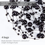 4 Bag 22 Yards Artificial Pearls Strings Beads for Floating Candles, Float Pearl String, Vase Filling Pearls Filler for Wedding Table Party Home Centerpieces, Black