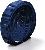 11 Yds ?¨¢ 1 Midnight Blue Velvet Ribbon, 1 Double Face Satin Ribbon Velvet Ribbon with Gold Star Pattern for Wedding Gift Wrapping Hair Bows Home Christmas Decoration