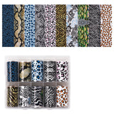10rolls Nail Art Transfer Stickers Decals, DIY Nail Tips Decoration for Women, Animal Fur Pattern, Mixed Color, 40mm, 1m/roll