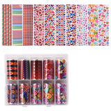 10rolls Nail Art Transfer Stickers, Nail Decals, for DIY Nail Tips Decoration, Heart Pattern, Mixed Color, 40mm, 1m/roll