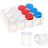 1 Set 12PCS 20ml Plastic Bead Jars 4 Colors Screw Lid Bead Storage Containers with Large Storage Box for Shampo, Body Wash, Lotion and Other Small Items