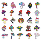 Craspire 50Pcs Rainbow Color PVC Waterproof Cartoon Stickers, Self-adhesive Plant Decals, for Suitcase, Skateboard, Refrigerator, Helmet, Mobile Phone Shell, Mushroom Pattern, 55~85mm