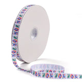 1 Roll Easter Themed Polyester Grosgrain Ribbons, Jacquard Ribbon, Garment Accessories, Colorful, Rabbit Pattern, 3/4 inch(18mm), about 100 yards/roll
