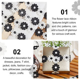 Black & White Daisy Decorating Lace Trim Ribbons, 7.5 Yard ?¨¢1 Flower Style Polyester DIY Ribbon for Sewing, Craft Decoration