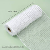 2 Roll Deco Mesh Ribbons, Tulle Fabric, with Metallic Silk, for Christmas Party Decoration, Skirts Decoration Making, White, 10-1/4 inch(260mm), 10 yards/roll(91.44m/roll)