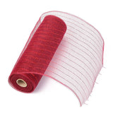 2 Roll Deco Mesh Ribbons, Tulle Fabric, with Metallic Silk, for Christmas Party Decoration, Skirts Decoration Making, Dark Red, 10-1/4 inch(260mm), 10 yards/roll(91.44m/roll)