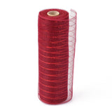2 Roll Deco Mesh Ribbons, Tulle Fabric, with Metallic Silk, for Christmas Party Decoration, Skirts Decoration Making, Dark Red, 10-1/4 inch(260mm), 10 yards/roll(91.44m/roll)