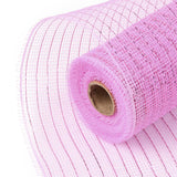 2 Roll Deco Mesh Ribbons, Tulle Fabric, with Metallic Silk, for Christmas Party Decoration, Skirts Decoration Making, Pink, 10-1/4 inch(260mm), 10 yards/roll(91.44m/roll)