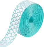 10 Yards Mermaid Ribbon (Sky Blue, 1 Wide) Printed Colorful Laser Ribbon Sequins Fish Scales Grosgrain Ribbon Polyester Grosgrain Glitter for Decoration DIY Handmade Accessories