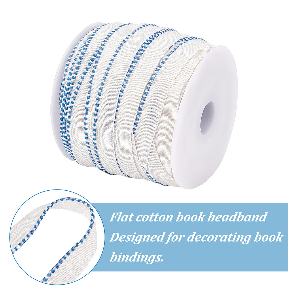 CRASPIRE 1 Roll 54.68Yard Flat Cotton Book Headbands Binding, with Plastic  Spool 1/2inch Wide White Book Binding Endbands for Book Decoration