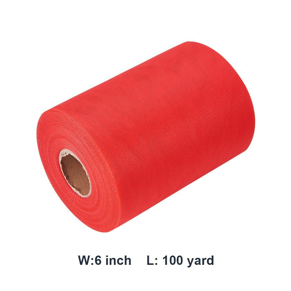 CRASPIRE 2 Roll 200 Yards/600FT Tulle Fabric Rolls Spool for Wedding Party  Decoration, DIY Craft, 6 Inch x 100 Yards Each (Red)