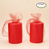 2 Roll 200 Yards/600FT Tulle Fabric Rolls Spool for Wedding Party Decoration, DIY Craft, 6 Inch x 100 Yards Each (Red)