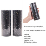 2 Rolls Glitter Sequin Tulle Netting Fabric Tulle 6 by 25 Yard for Wedding Party Decoration, Tutu Skirts Sewing Crafting - Black