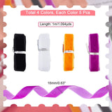 20 Bundles 4 Colors 5/8 Inch(16mm) Vintage Velvet Ribbon Single Face Wrapping Ribbon for Package Wrapping Hair Bow Clip Accessory Wedding Decoration DIY Craft