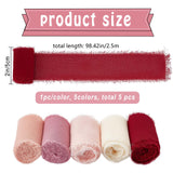 5 Colours Chiffon Ribbon Handmade Fringe Chiffon Silk-Like Ribbons Raw Edge