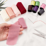5 Colours Chiffon Ribbon Handmade Fringe Chiffon Silk-Like Ribbons Raw Edge