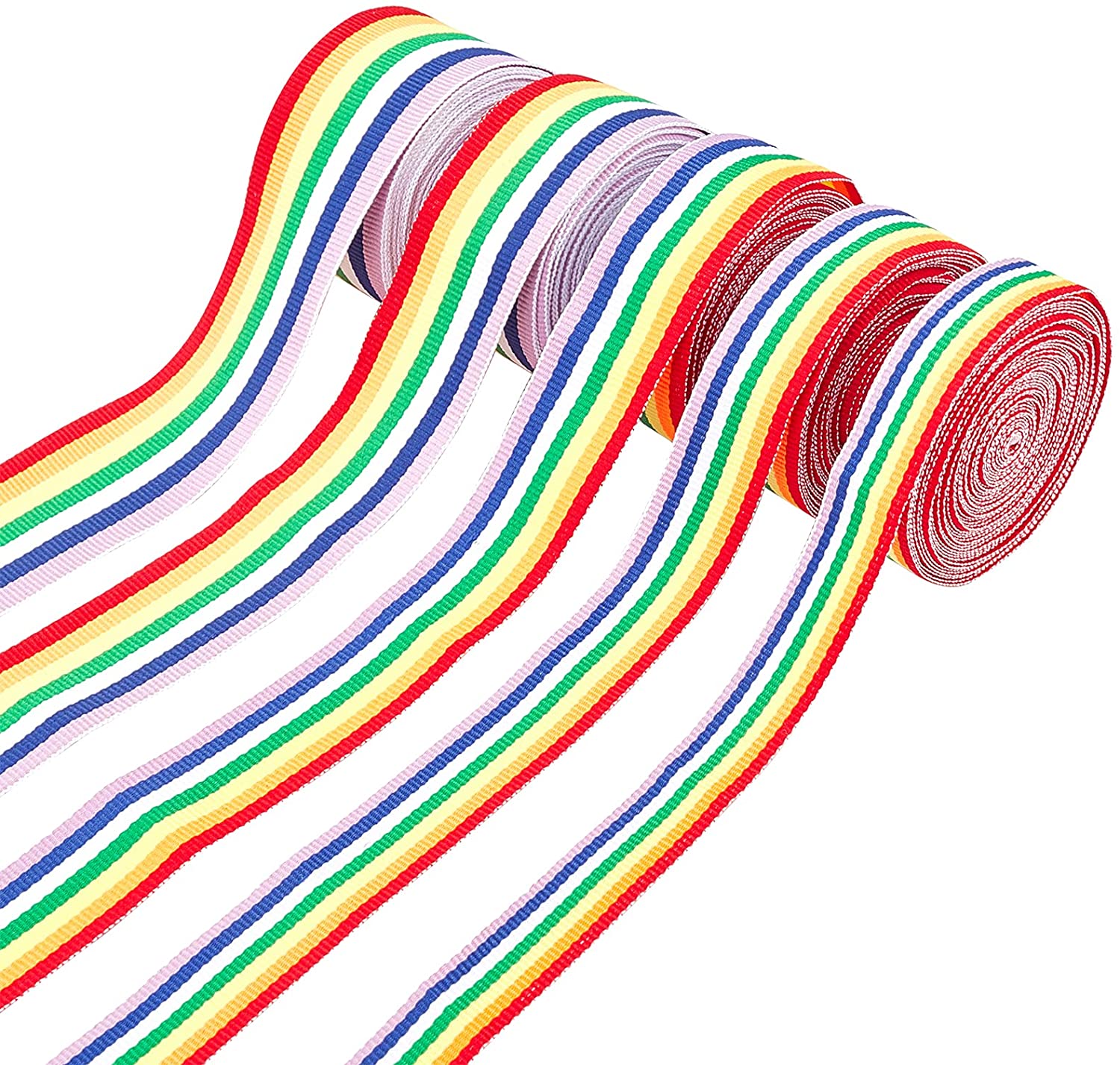 Rainbow Grosgrain Stripes Ribbon, 20 Yards, Multiple Widths