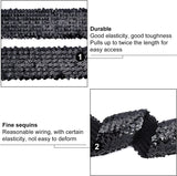 5.5 Yards Sequin Trim Elastic Sequin Ribbon Flat Sequins Paillette Lace Trim 3 Inch Wide Black Metallic Stretch Trim Bling Fabric Paillette Trim for Dress Headband Sewing Crafts