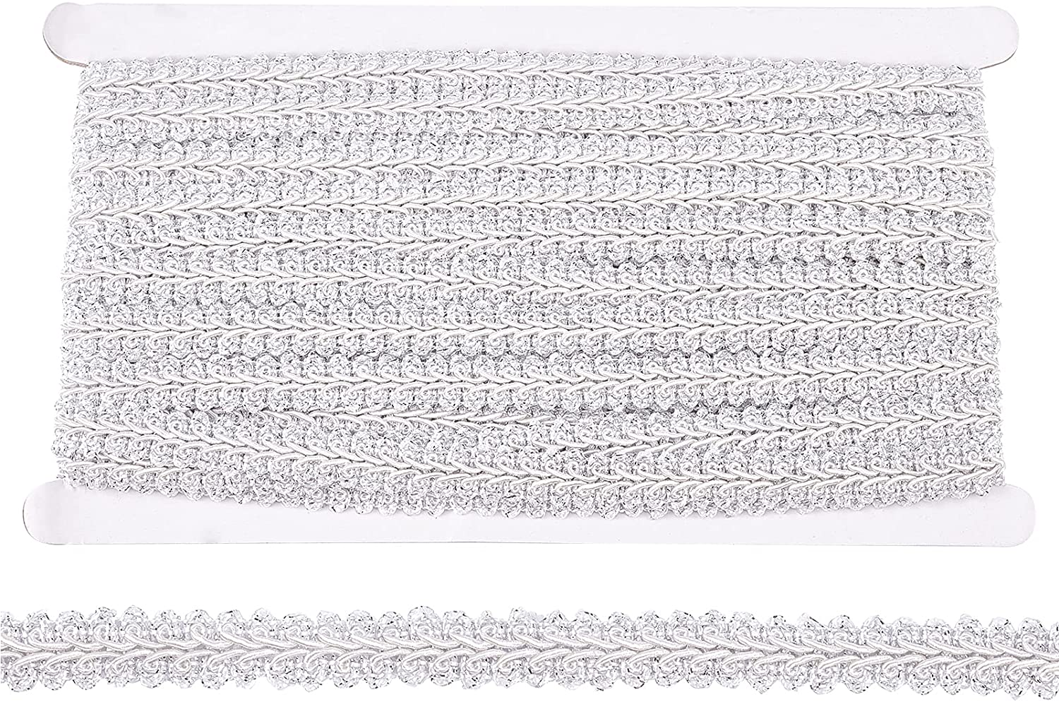 0.47Inch 38.98FT Silver Polyester Centipede Braid Lace Trimming Sewing Lace Ribbon for Costume DIY Crafts Sewing Jewelry Making
