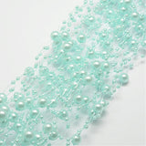 200 Strand Acrylic Imitation Pearl Beaded Trim Garland Strand, Great for Door Curtain and Wedding Decoration DIY Material, Pale Turquoise, 130cm, beads: 3mm & 8m